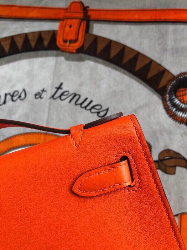 에르메스 미니 켈리백22 오렌지 은장 스위프트